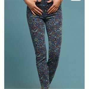 Anthropologie Patterned PilcroThe Letterpress High Rise Skinny Corduroy Pants 30